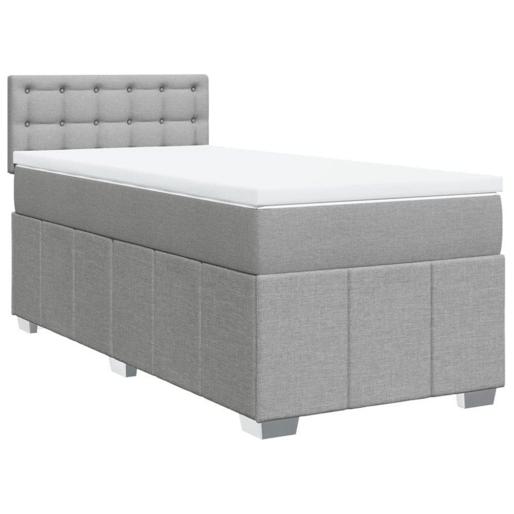 Produktbild för Ramsäng med madrass ljusgrå 90x190 cm tyg