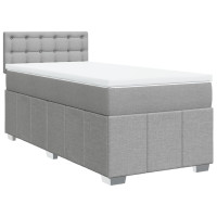 Produktbild för Ramsäng med madrass ljusgrå 90x190 cm tyg