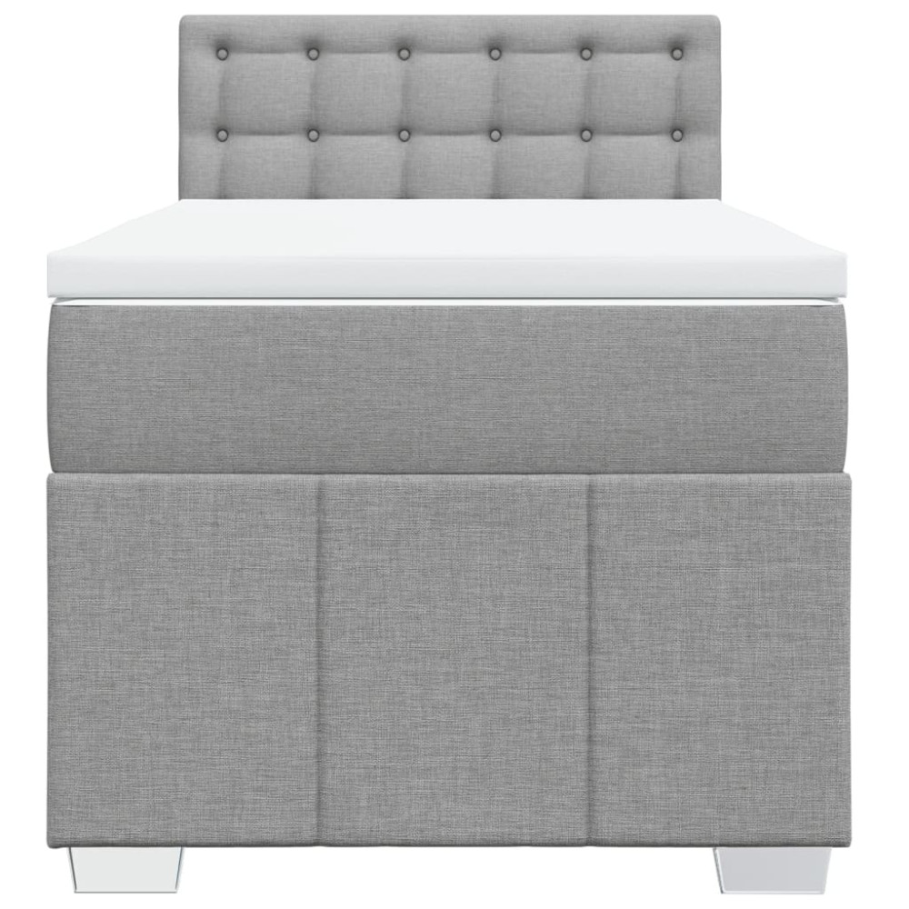 Produktbild för Ramsäng med madrass ljusgrå 90x190 cm tyg