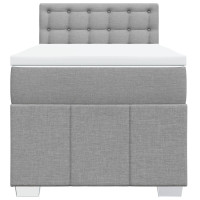 Produktbild för Ramsäng med madrass ljusgrå 90x190 cm tyg