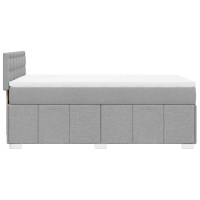 Produktbild för Ramsäng med madrass ljusgrå 90x190 cm tyg