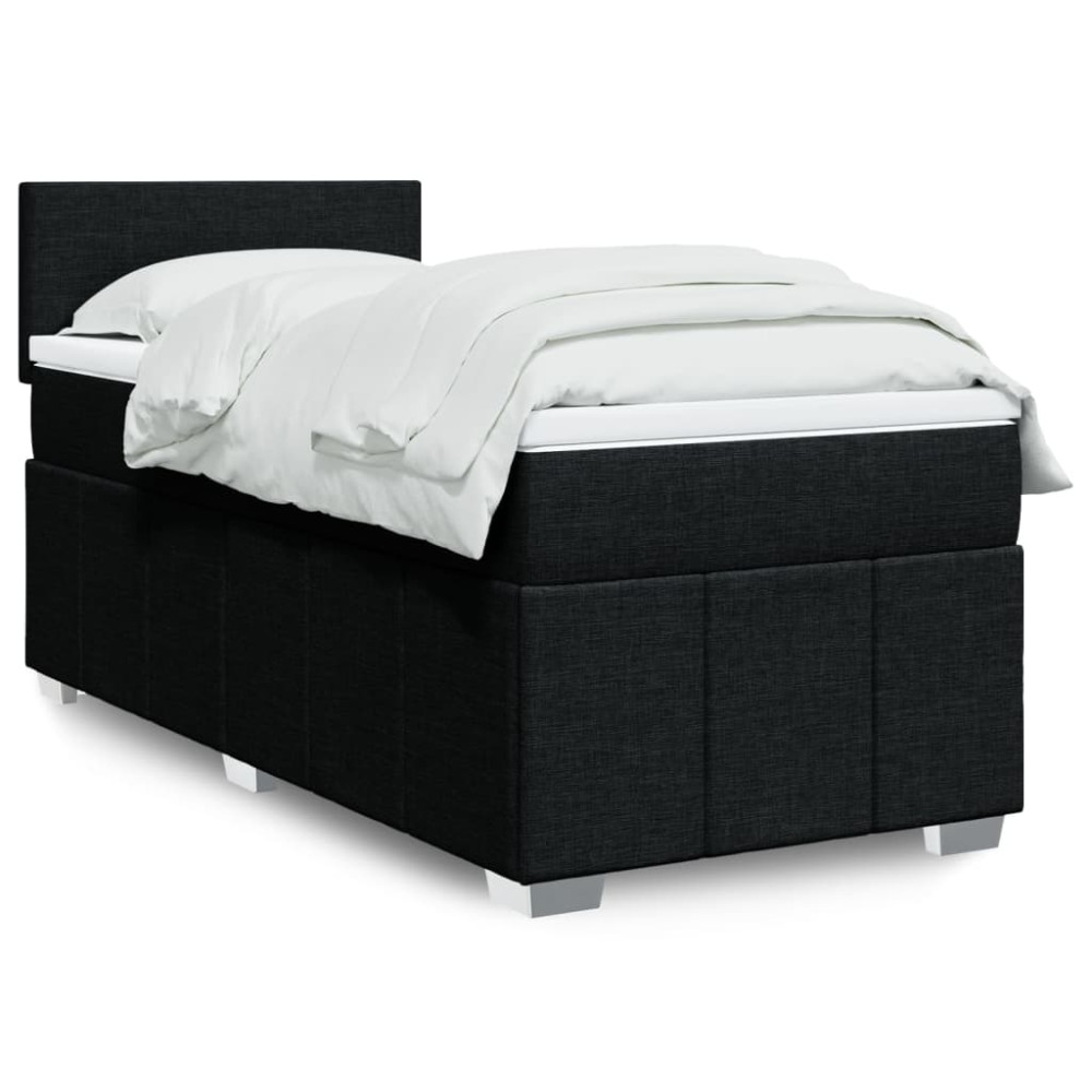 Produktbild för Ramsäng med madrass svart 90x190 cm tyg