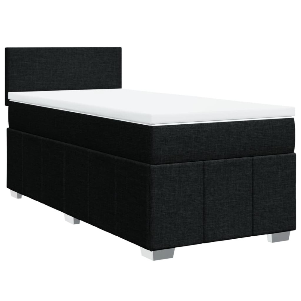 Produktbild för Ramsäng med madrass svart 90x190 cm tyg