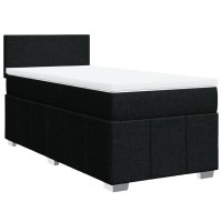 Produktbild för Ramsäng med madrass svart 90x190 cm tyg