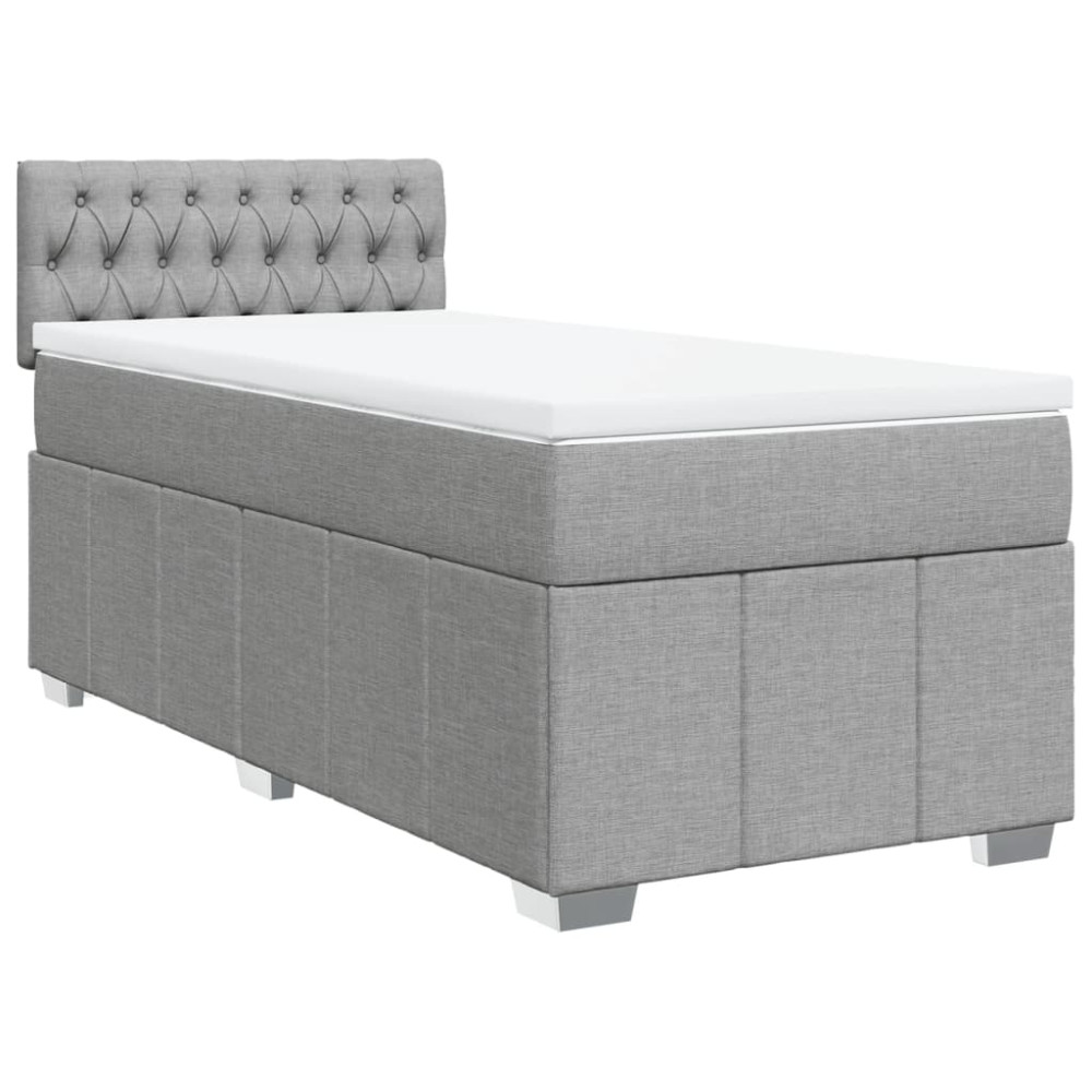 Produktbild för Ramsäng med madrass ljusgrå 90x190 cm tyg