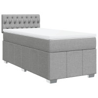 Produktbild för Ramsäng med madrass ljusgrå 90x190 cm tyg