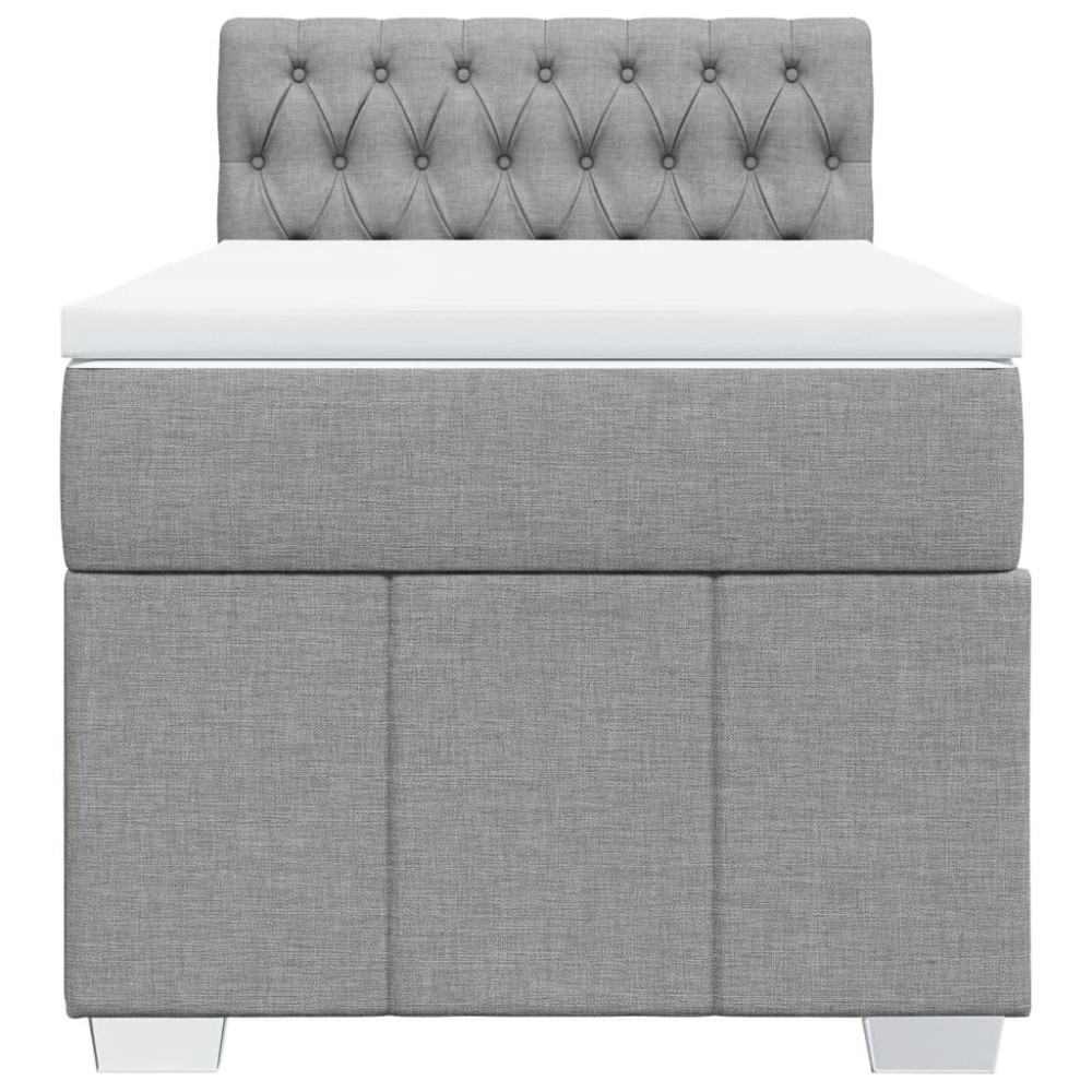 Produktbild för Ramsäng med madrass ljusgrå 90x190 cm tyg