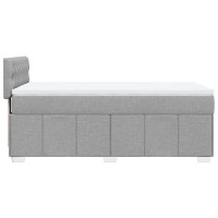 Produktbild för Ramsäng med madrass ljusgrå 90x190 cm tyg