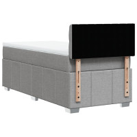 Produktbild för Ramsäng med madrass ljusgrå 90x190 cm tyg