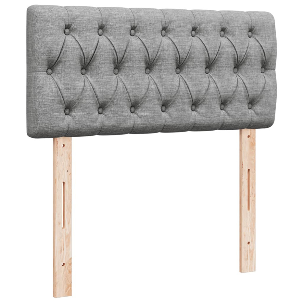 Produktbild för Ramsäng med madrass ljusgrå 90x190 cm tyg