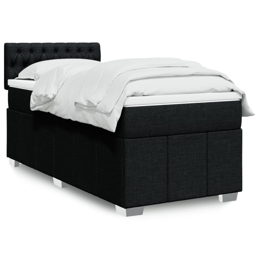 Produktbild för Ramsäng med madrass svart 90x190 cm tyg