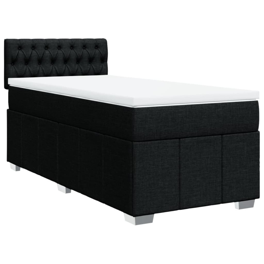 Produktbild för Ramsäng med madrass svart 90x190 cm tyg