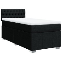 Produktbild för Ramsäng med madrass svart 90x190 cm tyg