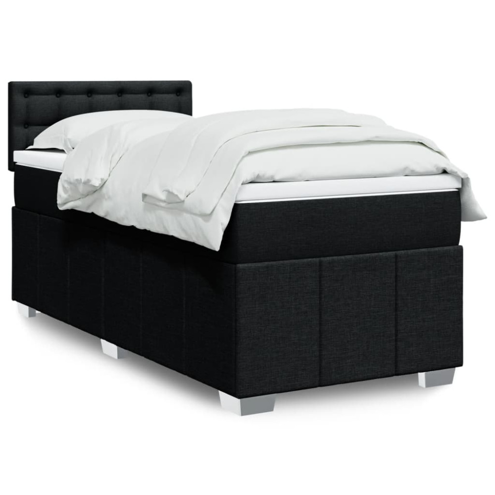 Produktbild för Ramsäng med madrass svart 90x190 cm tyg