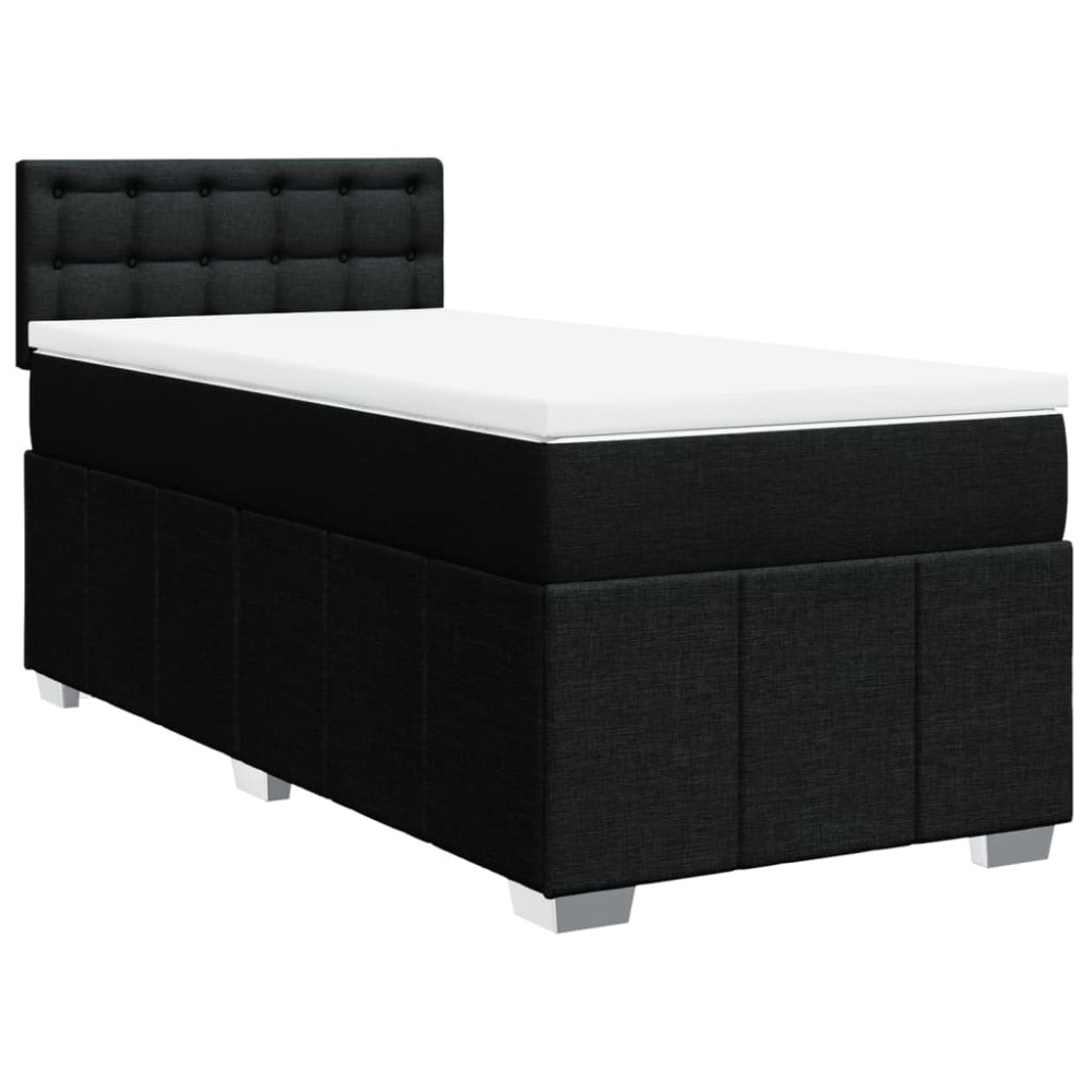 Produktbild för Ramsäng med madrass svart 90x190 cm tyg