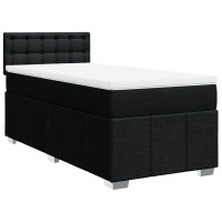 Produktbild för Ramsäng med madrass svart 90x190 cm tyg