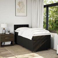 Produktbild för Ramsäng med madrass svart 90x190 cm tyg