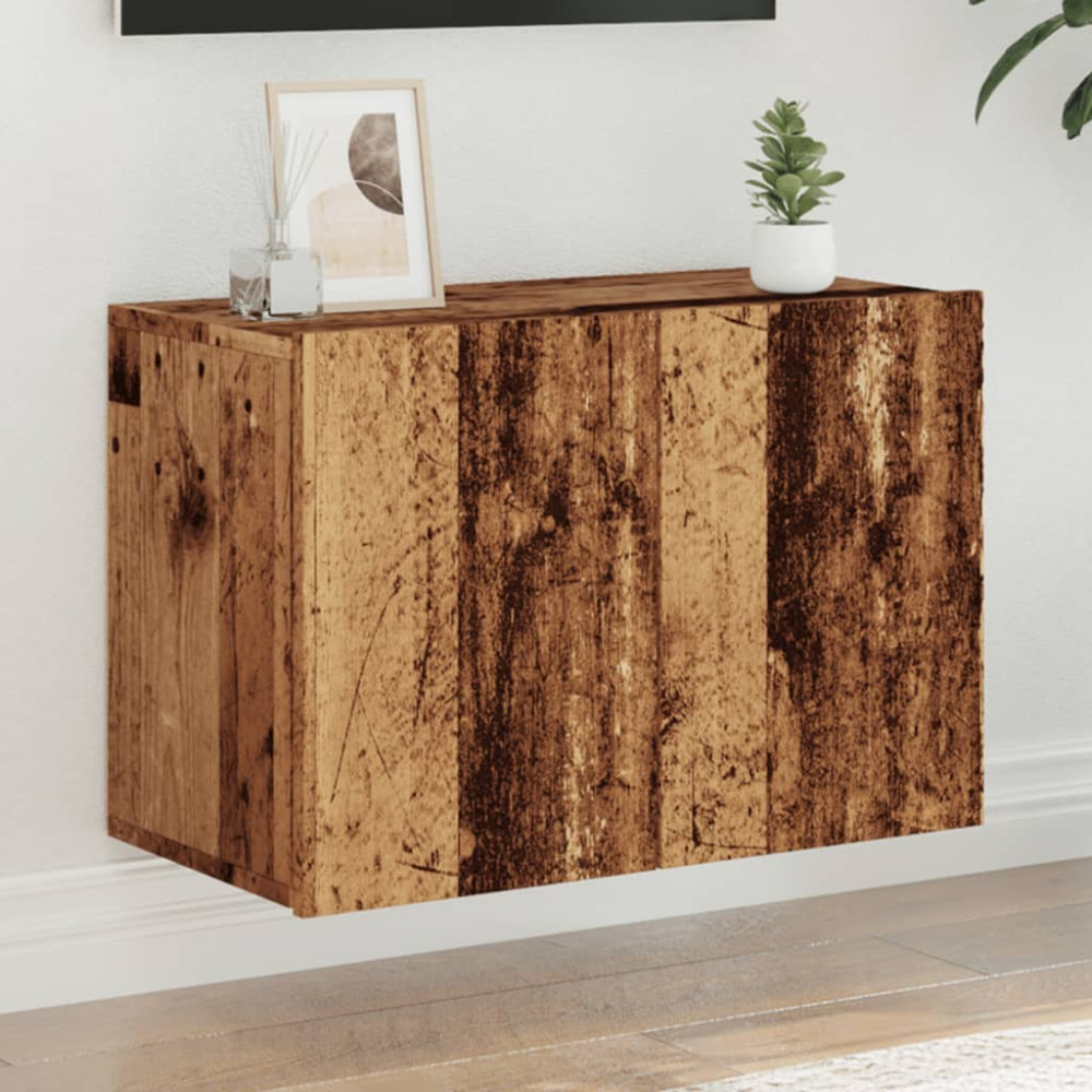 Produktbild för Väggmonterad tv-bänk gammalt trä 60x30x41 cm