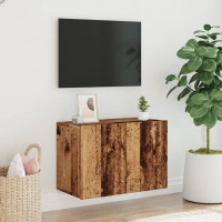 Produktbild för Väggmonterad tv-bänk gammalt trä 60x30x41 cm
