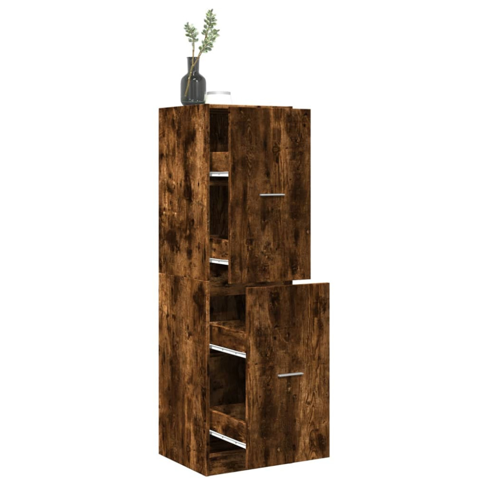 Produktbild för Apoteksskåp rökfärgad ek 40x41x144,5 cm konstruerat trä
