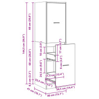 Produktbild för Apoteksskåp rökfärgad ek 40x41x144,5 cm konstruerat trä