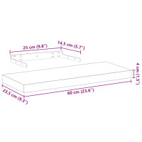 Produktbild för Svävande hylla 60x23,5x4 cm konstruerat trä