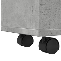 Produktbild för Smalt badrumsskåp med hjul betonggrå konstruerat trä