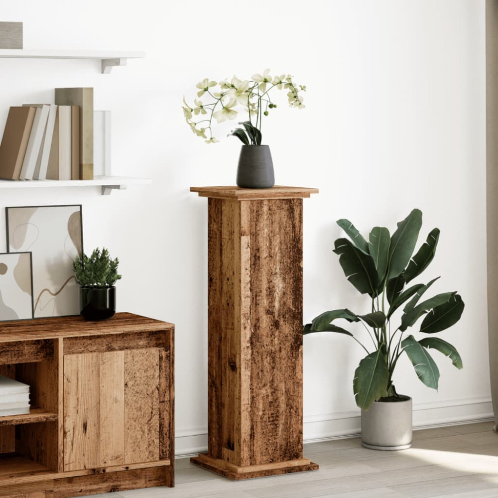 Produktbild för Piedestal med förvaring åldrat trä 31x30x90 cm konstruerat trä