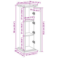 Produktbild för Piedestal med förvaring åldrat trä 31x30x90 cm konstruerat trä