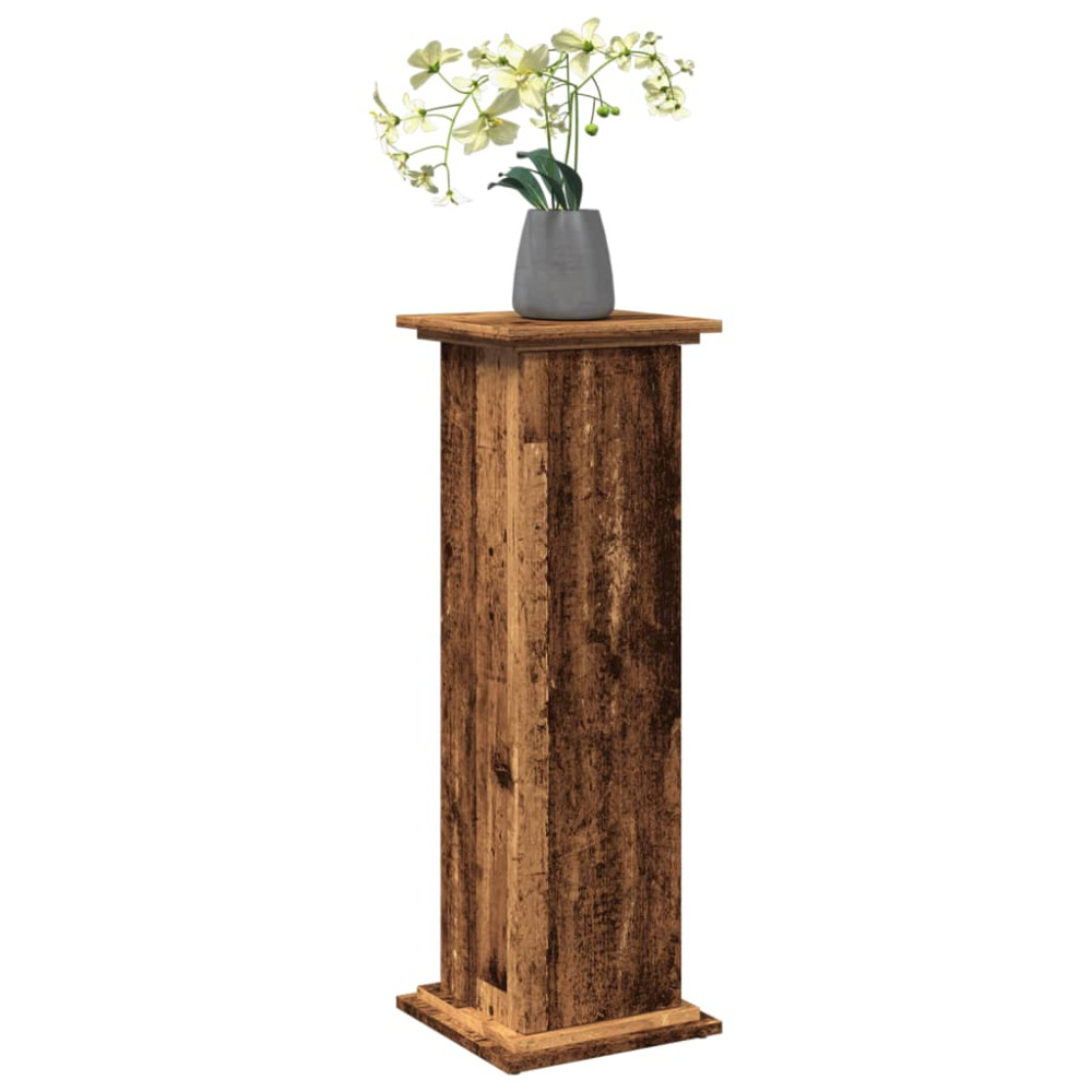 Produktbild för Piedestal med förvaring åldrat trä 31x30x90 cm konstruerat trä