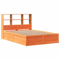 Produktbild för Sängram utan madrass vaxbrun 120x200 cm massiv furu