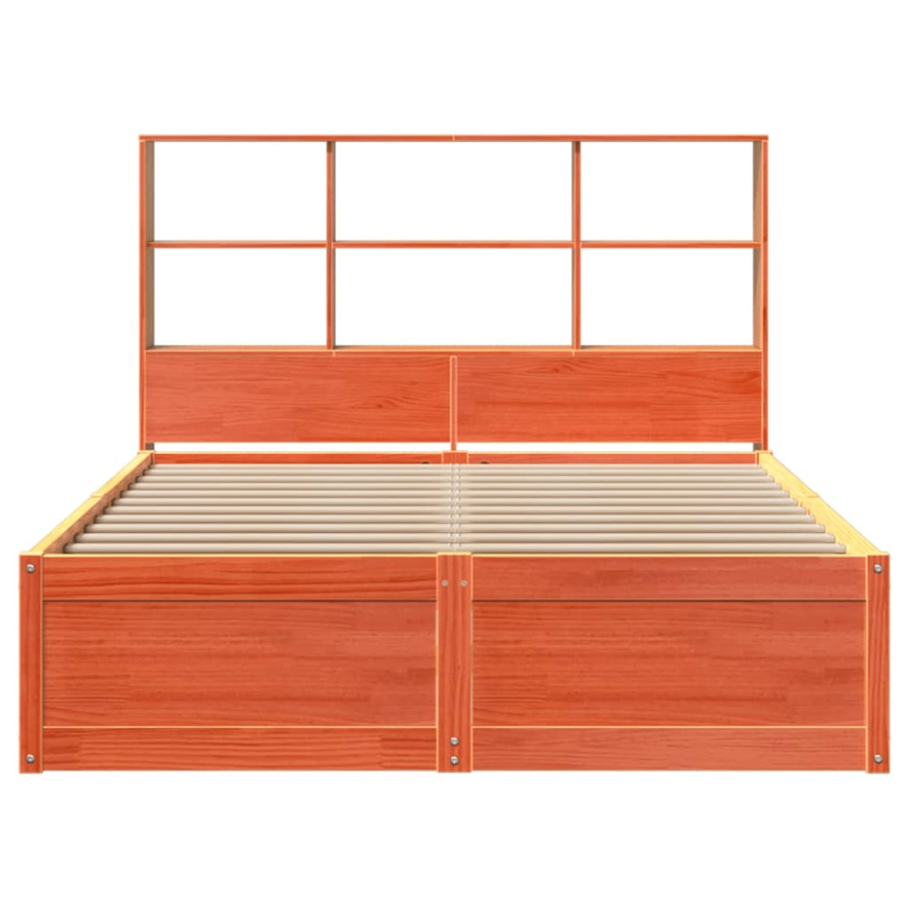 Produktbild för Sängram utan madrass vaxbrun 120x200 cm massiv furu