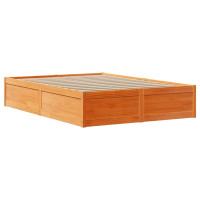 Produktbild för Sängram utan madrass vaxbrun 120x200 cm massiv furu
