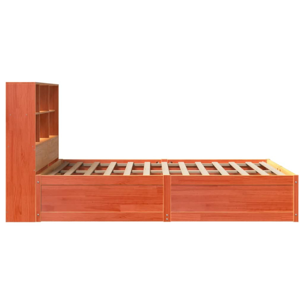 Produktbild för Sängram utan madrass vaxbrun 120x200 cm massiv furu