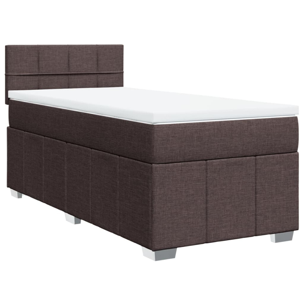 Produktbild för Ramsäng med madrass mörkbrun 100x200 cm tyg