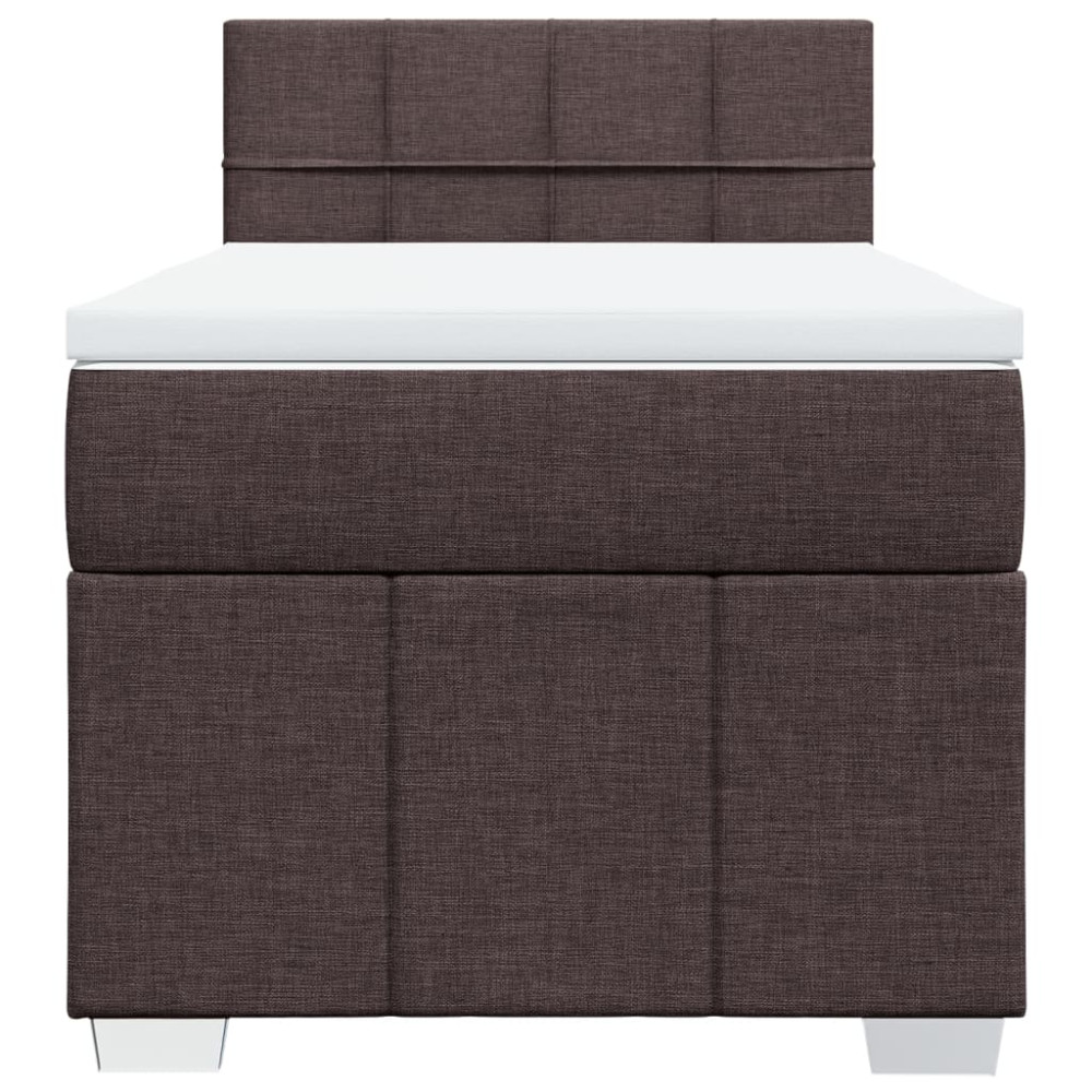 Produktbild för Ramsäng med madrass mörkbrun 100x200 cm tyg