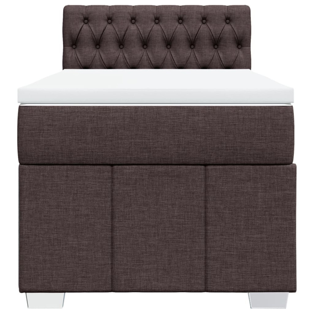 Produktbild för Ramsäng med madrass mörkbrun 100x200 cm tyg