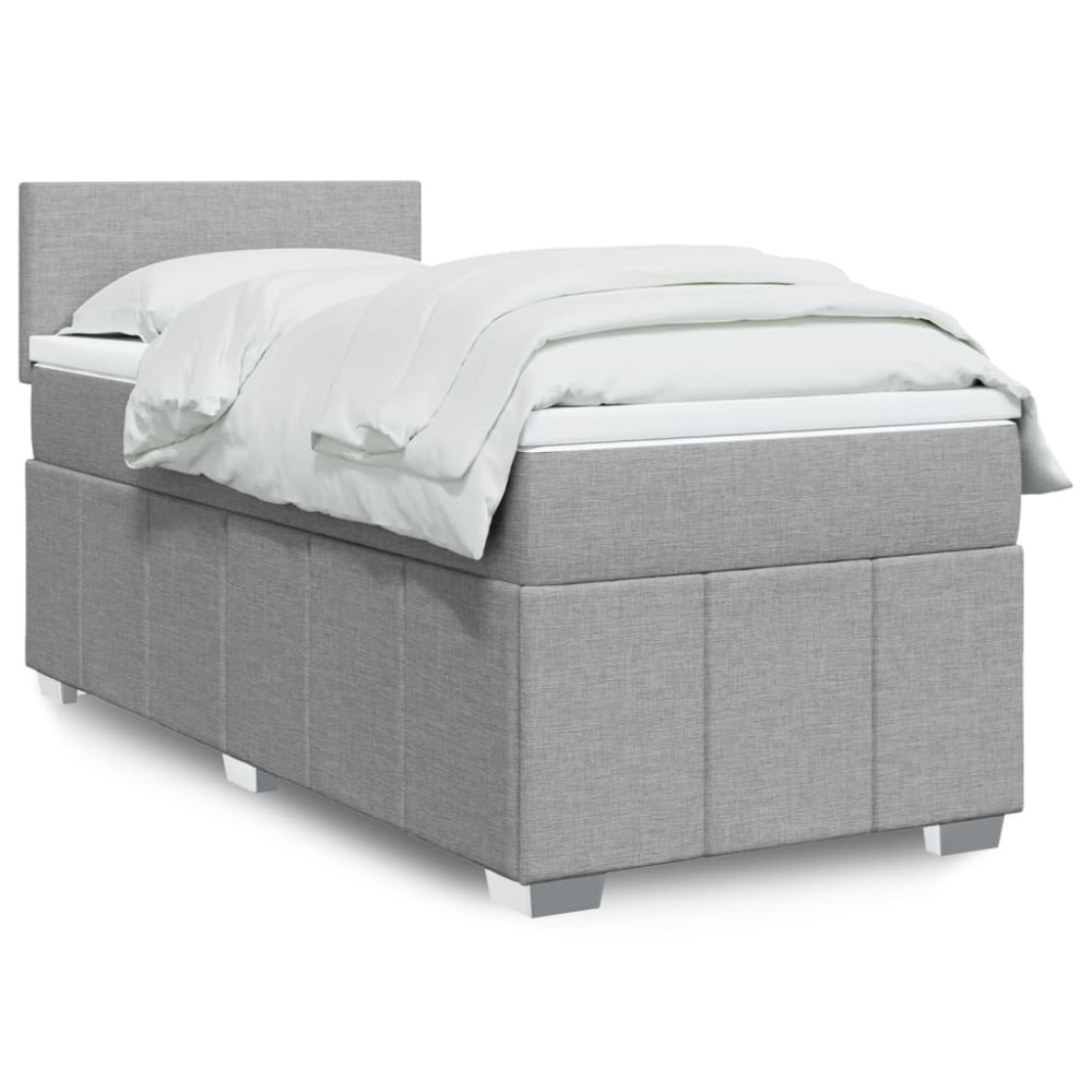 Produktbild för Ramsäng med madrass ljusgrå 90x190 cm tyg