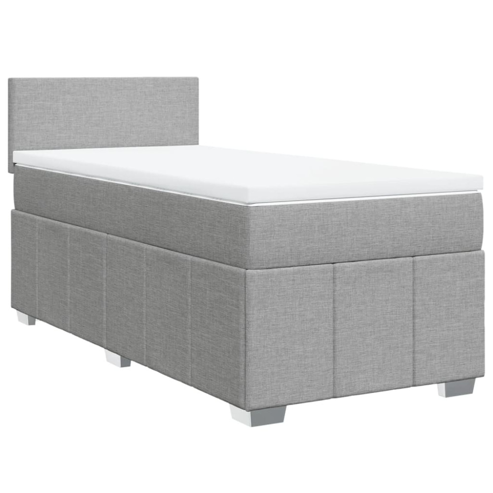 Produktbild för Ramsäng med madrass ljusgrå 90x190 cm tyg