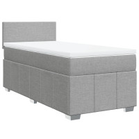 Produktbild för Ramsäng med madrass ljusgrå 90x190 cm tyg