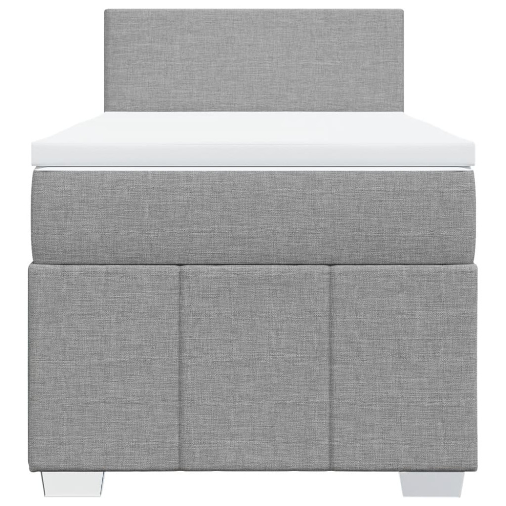 Produktbild för Ramsäng med madrass ljusgrå 90x190 cm tyg