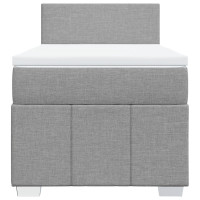 Produktbild för Ramsäng med madrass ljusgrå 90x190 cm tyg