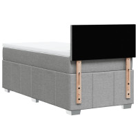 Produktbild för Ramsäng med madrass ljusgrå 90x190 cm tyg