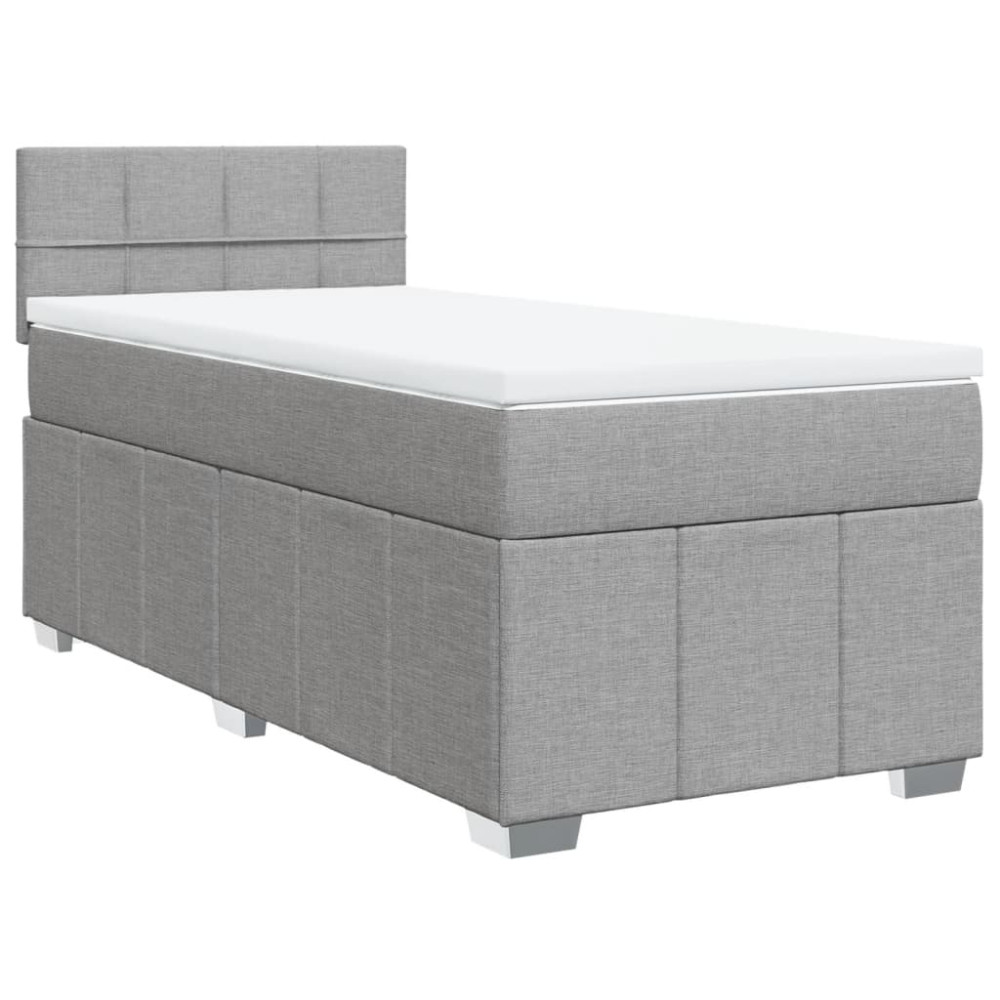 Produktbild för Ramsäng med madrass ljusgrå 90x190 cm tyg