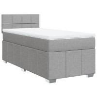 Produktbild för Ramsäng med madrass ljusgrå 90x190 cm tyg
