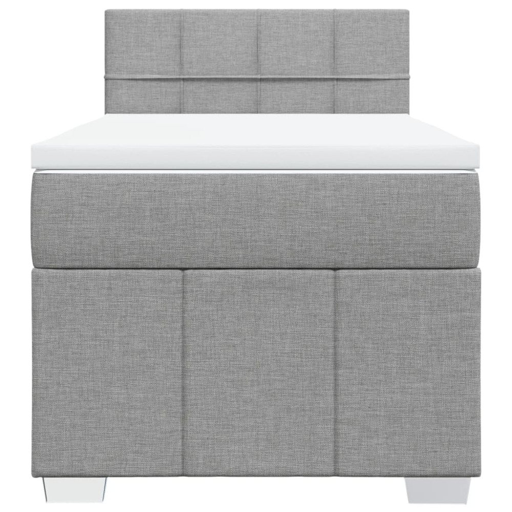 Produktbild för Ramsäng med madrass ljusgrå 90x190 cm tyg
