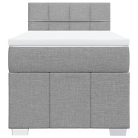 Produktbild för Ramsäng med madrass ljusgrå 90x190 cm tyg