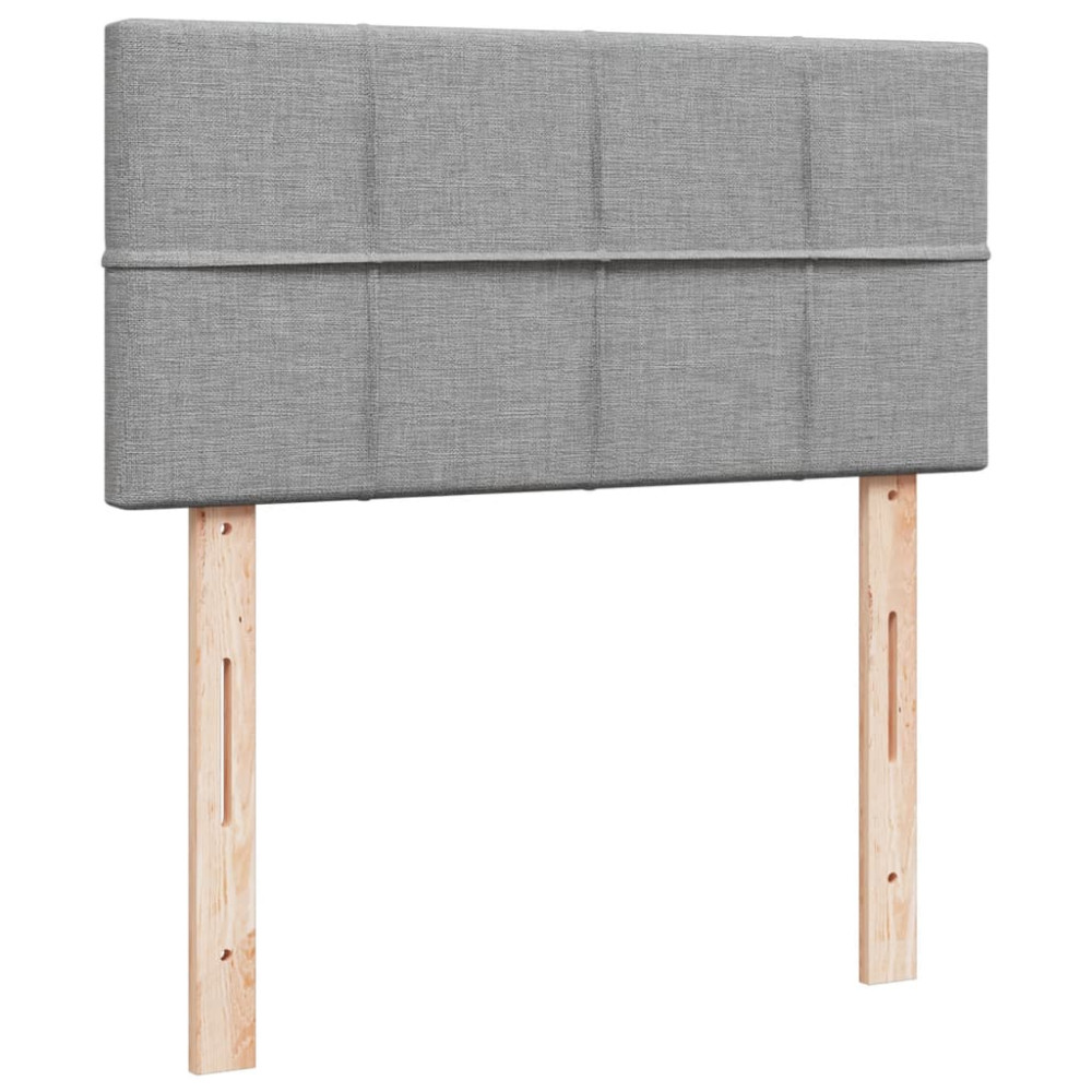Produktbild för Ramsäng med madrass ljusgrå 90x190 cm tyg