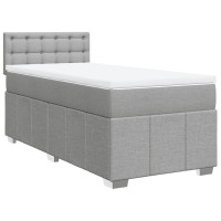 Produktbild för Ramsäng med madrass ljusgrå 90x190 cm tyg