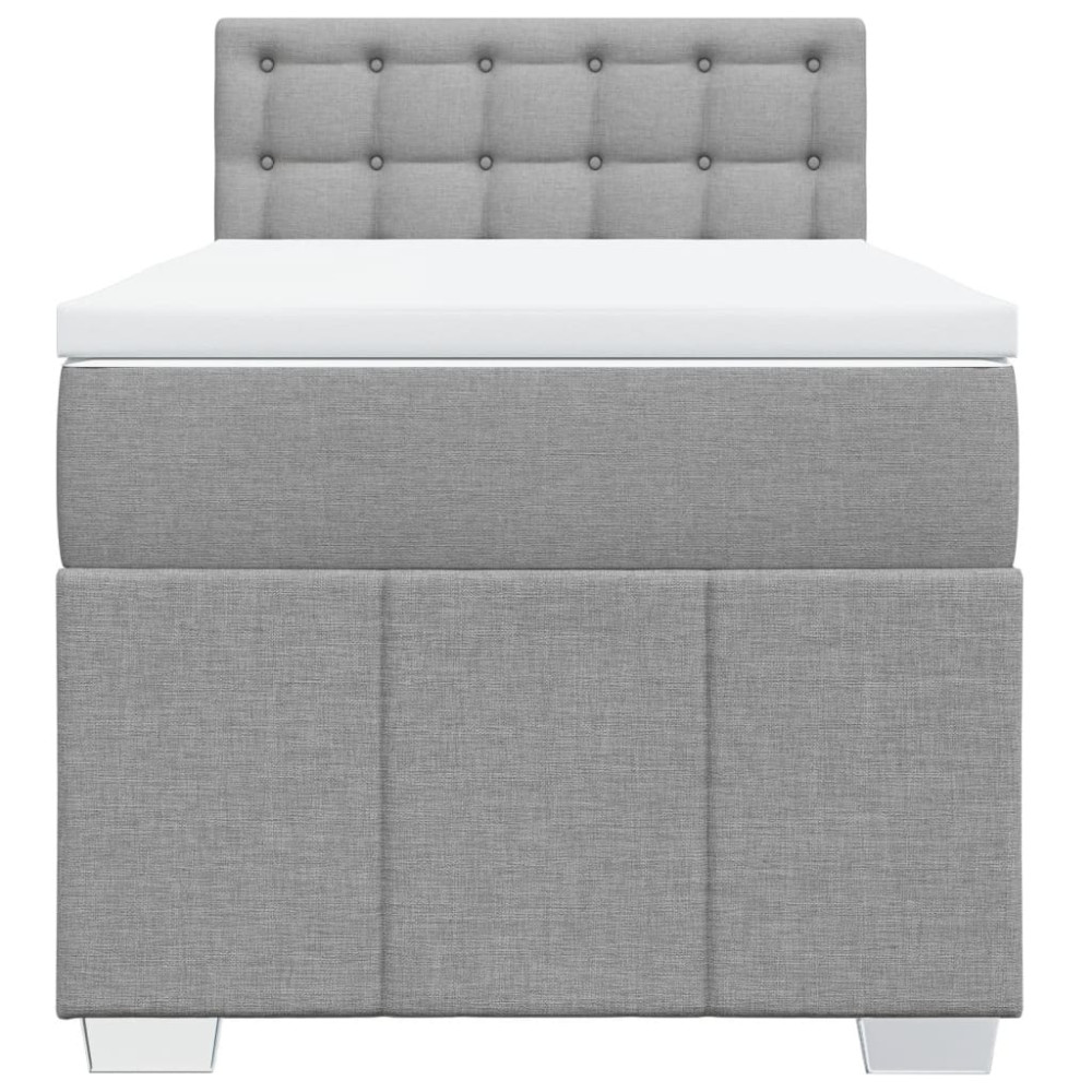 Produktbild för Ramsäng med madrass ljusgrå 90x190 cm tyg